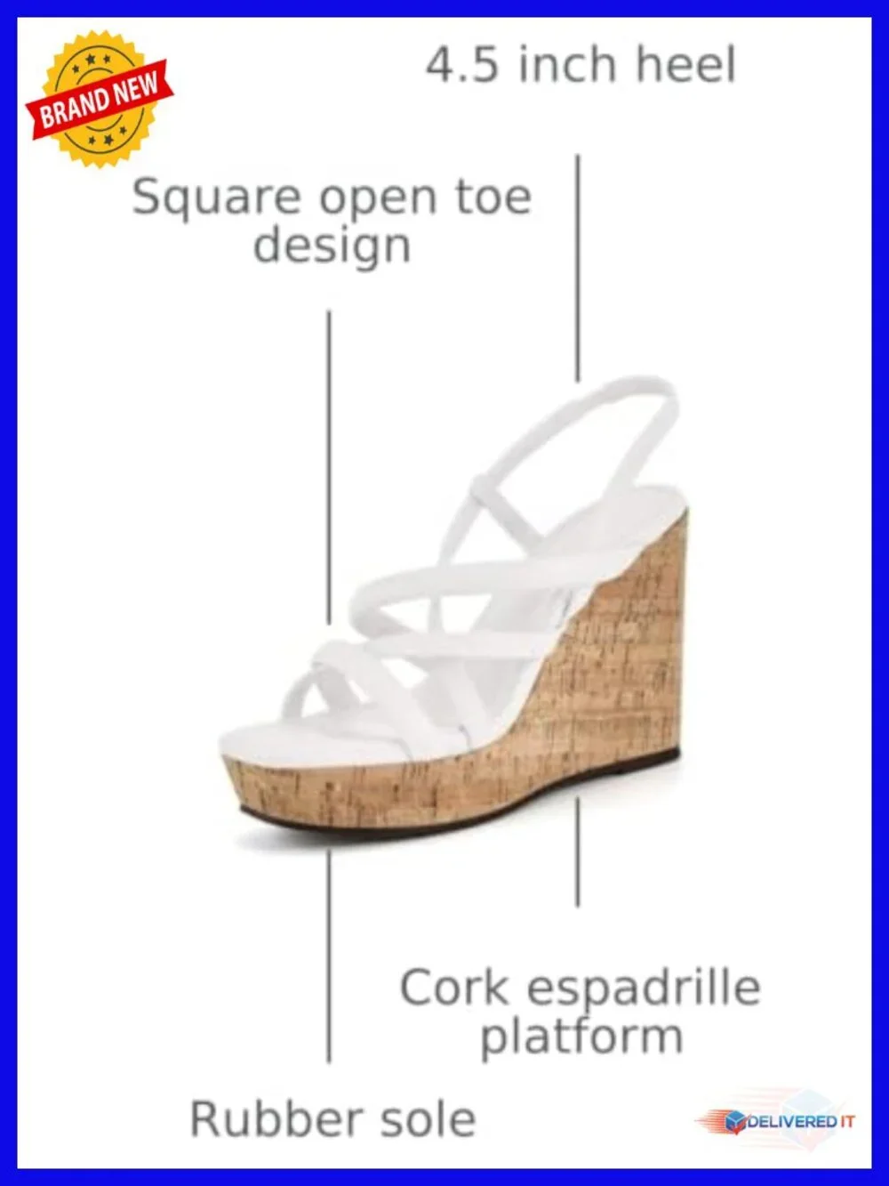 Wedge Platform Sandals Cork Espadrilles Slingback Heels Summer Shoes